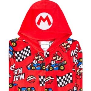 NWT Mario Kart Boys' PJs Union Suit 4/5 Super Mario Hooded Blanket Sleeper